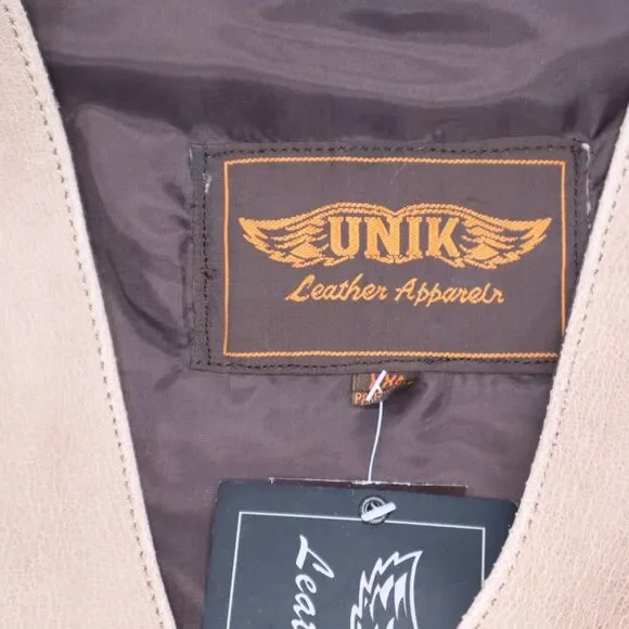 Unik Tan Leather Fringed Vest Size XXL Women's New Gauchos - Picture 5 of 16
